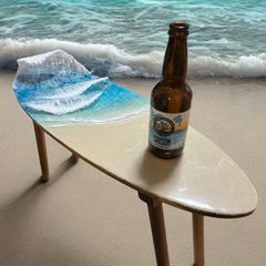 <ビッグウェーブのあるサーフボードテーブル>超立体  沖縄の海 レジンアートボード　美ら海　オーシャンアート