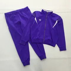 ■ adidas アディダス セットアップ ジャージ トラックジャケット パンツ パープル系 XOサイズ メンズ デサント製 トレフォイル 刺繍ロゴ ポリ 0.88kg