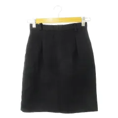 エンポリオアルマーニ EMPORIO ARMANI スカート タイト ミニ ウール混 タック ボックスプリーツ ベルトループ 柔らか 40 黒 ブラック /CK20のサムネイル