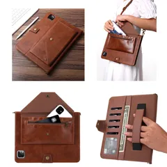 iPadカバー ショルダー 収納 斜め 肩掛け mini 9.7 Air1 Air2 iPad5 iPad6 10.2 iPad7 iPad8 iPad9 10.5 Air5 10.9 iPad10 Pro11ケース ペン 手帳 タブレット ブラウン