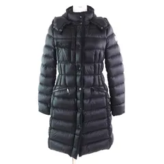 美品★MONCLER モンクレール HERMINE フード・ロゴワッペン付 ダウンコート ダウンジャケット ブラック 1 ハンガー・ガーメント付き レディース