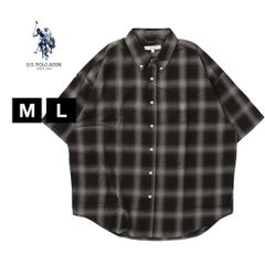 新品 未使用 U.S. POLO ASSN. / ユーエスポロアッスン 別注 コラボ ビッグシルエット オーバーサイズ 半袖シャツ【213657】PL22707 オンブレーブラック(19*16)