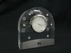 ■美品■ WEDGWOOD ウェッジウッド プシュケ クリアクロック クォーツ 置き時計 インテリア クリア×シルバー系 DF6873