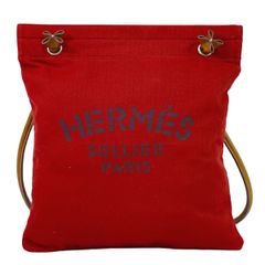 本物 エルメス HERMES サック アリーヌ MM ショルダーバッグ トートバッグ キャンバス レッド Aline バッグ 中古・ 本物 エルメス HERMES サック アリーヌ MM ショルダーバッグ トート