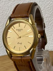 電池交換済　ROGATIS SWISS　メンズ　クオーツ腕時計　３針　レザーベルト