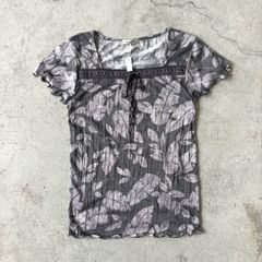 blouse / リボン ブラウス グレー 総柄 #a844