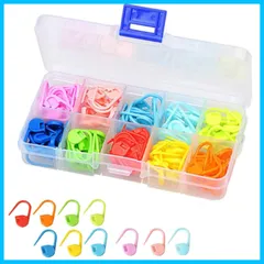 【新着商品】LIKENNY 段数マーカー ステッチマーカー カラフル かぎ針編み 段数マーカー 編み物 マーカー 段数リング 安全ピン 編み物ツール 編み物用品 収納ケース付き 携帯に便利 10色 120枚セット