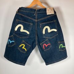 [美品］EVISU エヴィス メニーポケット カモメ プリント ハーフパンツ LOT2001 W33