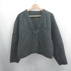 ◇ ⊇ select MOCA セレクトモカ Vネック ショート丈 長袖 カーディガン サイズフリー チャコール系 レディース E  【1507160026493】