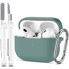パイングリーン - 2023/2022/2019充電ケース用完全保護シリコンケース Pro Pro AirPods AirPods 第2世代/第1世代ケースカバー、クリーニングキットとキーチェーン付き、Apple R-fun