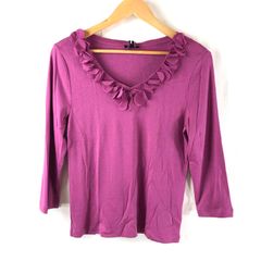 美品・早い者勝ち✨ ランバンコレクション 七分袖フリルトップス M 