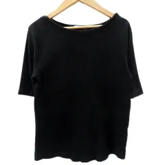 オペークドットクリップ OPAQUE.CLIP リブカットソー  半袖 ボートネック 38 M ブラック 黒 /SF2