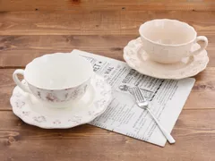 スープカップ 310cc プレート 18cm デューク ホワイト ベージュペアセット  アウトレット 磁器 電子レンジ可 食洗機可 ペア食器 食洗機対応 電子レンジ対応 食器 おしゃれ かわいい デザートカップ お皿 カフェ食器 中皿 取り皿 ケーキ皿