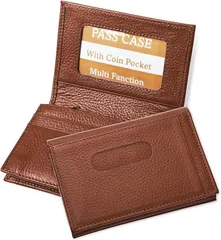 Harewith 名刺入れ メンズ 小銭入れ付き 免許証入れ 定期入れ カードケース パスケース 日本ブランド 本革 二つ折り(ブラウン)