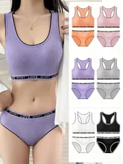 女の子 ファーストブラ ジュニア向け スポーツブラ ブラ ショーツ セット 上下セット カップ付き 子供用 インナー 肌着 綿 学生 中学生 高校生 アンダーウェア 下着  JvCw422