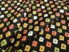 平和屋着物●上質な小紋　総絞り　菱文　黒地　鈴乃屋扱い　正絹　逸品　DAAY5163ud