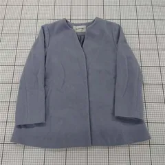 ◇ ⊇ NATURAL BEAUTY BASIC ウール混 長袖 ノーカラー コート サイズM ライトブルー系 レディース E  【1509180007285】