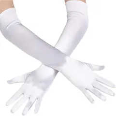 ロンググローブ 手袋 サテン風 【白 ホワイト】 ウェディング ブライダル 花嫁 オペラ コスプレ セクシー COS-014