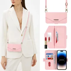 【数量限定】iphone14pro ケース ショルダー 鏡 iphone14プロ ケース 手帳型 【Hamany】 ストラップ付き ミラー カード収納 財布 アイホン14ケースpro クロスボディケース 肩がけ 耐衝撃 レザー iphoneケース14pro カ