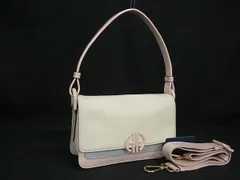 ■新品同様■ COLE HAAN コールハーン レザー ワンショルダーバッグ クロスボディ 肩掛け 斜め掛け アイボリー系×ピンク系 FJ7164