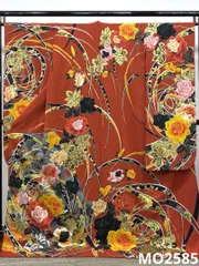 振袖 銀通し 刺繍 金彩 銀彩 紋意匠 薔薇 大輪 身丈176cm 撥水加工済 MO2585