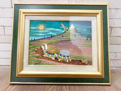 美品 真作保証 分部佳英 油彩画「明日への一歩一歩」 4号 共シール ラメ 絵画 インテリア雑貨 コレクション 飾り (他118)