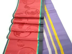 最新作，正規品 平和屋着物▼本場筑前博多織　半幅帯　更紗花間道　小野和也作　証紙付き　正絹　逸品　未使用　CAAW1614ak