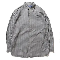 90's ラルフローレン ポロゴルフ ギンガムチェック コットンシャツ 長袖 (M) 黒×白 刺繍無し 90年代 旧タグ オールド POLO GOLF Y2K アメリカ古着 USED  ビンテージ ヴィンテージ