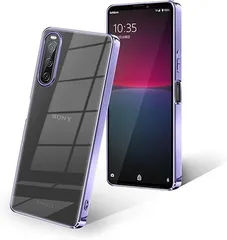 Xperia10 V ケース クリア SO-52D SOG11 カバー 耐衝撃 メッキ加工 スマホケース ストラップホール付き 軽量 薄型 透明 持ちやすい TPU素材 パープル