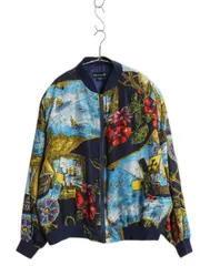 【お得なクーポン配布中!】 00s ハワイアン 総柄 シルク ジャケット メンズ レディース S / オールド ボンバー ブルゾン ジャンパー フルジップ アロハ 地図 イラスト