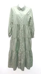 ◇ ZARA ザラ ナイロン 無地 ゆったり シンプル 長袖 ロング ワンピース サイズXS カーキ レディース E  【1309250045106】