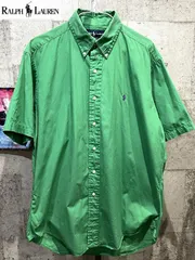 ラルフローレン 半袖 ボタンダウンシャツ US M メンズ 緑 グリーン ワンポイント POLO RALPH LAUREN ポロ
