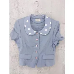 ◇ Aylesbury アリスバーリー 水玉 ドット 襟付  半袖 ジャケット  ブルー ホワイト レディース  【中古】 【1002796768422】