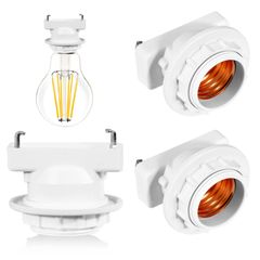 【新着商品】ランプソケット、led対応 電球ソケット ペンダントライト、工事不要 角型引掛けランプソケットE26口金、引掛シーリング用 取り付け簡単、PSE認証（白い、3個入り） Aiwode