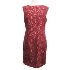 美品 14aw グレースコンチネンタル GRACE CONTINENTAL ケミカルレース ワンピース ノースリーブ ドレス タイトシルエット 膝丈 38 バーガンディー 14335109/レディース/♪8