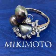 K14 陽刻 ミキモト ダイヤモンド あこや真珠 タイタック MIKIMOTO