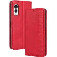 arrows N ケース 手帳 F-51C アローズn チェック柄 合革 レトロ 手帳 ケース 【Color】 レッドのサムネイル
