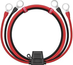 バッテリー 並列 接続 ケーブル 丸端子 R4-10 インバーター 並列 ケーブル 電気機器用ビニル絶縁電線 KIV線ケーブル 赤・黒 長さ1.8m 30A ヒューズ付き