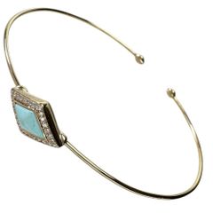 バングル トルコ石 0.42ct ダイヤモンド 0.08ct ブレスレット K18PGピンクゴールド 18金  3.2g 17cmcm レディース 【中古】【真子質店】【NN】