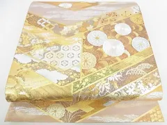 平和屋着物■綴れ　太鼓柄袋帯　刺繍　吉祥菊花文　金銀彩　逸品　op8591