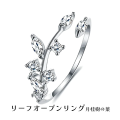 S925 リーフオープンリング　月桂樹の葉