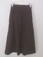 ◇ Techichi テチチ 総柄 ロング フレア スカート サイズF ネイビー ブラウン レディース P  【1301090015417】