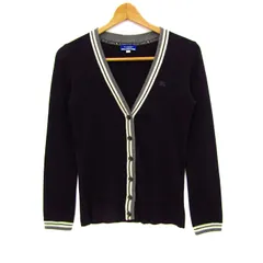 バーバリーロンドンブルーレーベル カーディガン トップス 長袖 Vネック レディース 38サイズ 黒 BURBERRY LONDON BLUE LABEL 【中古】