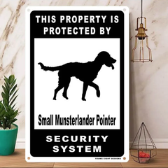雑貨【Small Munsterlander Pointer/スモール・ミュンスターレンダー】  Dog ドッグ  犬    メタルポスタ―　Security  セキュリティー 警告  ヤードサイン メタルプレート  ブリキ看板  -194