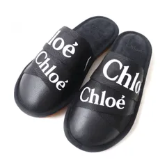 【ドンドン見直し】未使用品★Chloe クロエ CHC21A489 WOODY ウッディ ロゴ入り ミュール／スリッパ レディース ブラック×ホワイト 36 箱・保管袋付き