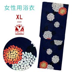 綿麻浴衣 レディース XLサイズ 上品シンプル 高身長向け 涼やか 大きめサイズ「紺地、朝顔」OLYXL107