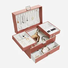 黄金色 ネックレス、指輪、ブレスレット、その他の小物を収納できる取り外し可能な仕切り付きの大容量引き出しジュエリーボックス (黄金色)