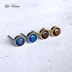 ✴︎つけっぱなしOK✴︎ エチオピア産 ブラックオパール ベゼルピアス 4mm 宝石質AAA 316 サージカルステンレス 両耳用 一粒スタッド