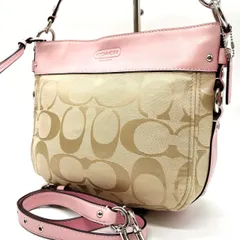 ✨良品✨ COACH コーチ 2way ショルダーバッグ トートバッグ シグネチャー 総柄 ロゴ型押し シルバー金具 チャーム A4収納 大容量 肩掛け キャンバス レザー レディース ベージュ 肌色 ピンク 桃色