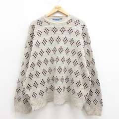 XL/古着 タウンクラフト 長袖 セーター メンズ 90s 大きいサイズ クルーネック ベージュ他 カーキ spe 25sep04 中古 ニット トップスのサムネイル